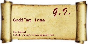Gnámt Irma névjegykártya